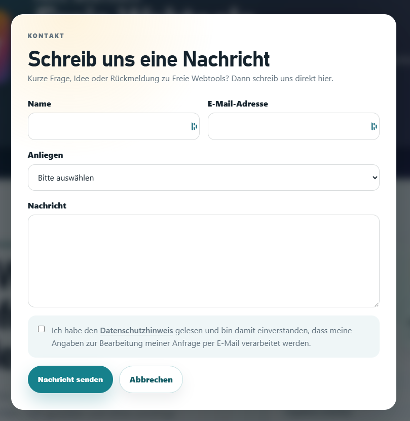 Vorschau zu FWT Contact Modal